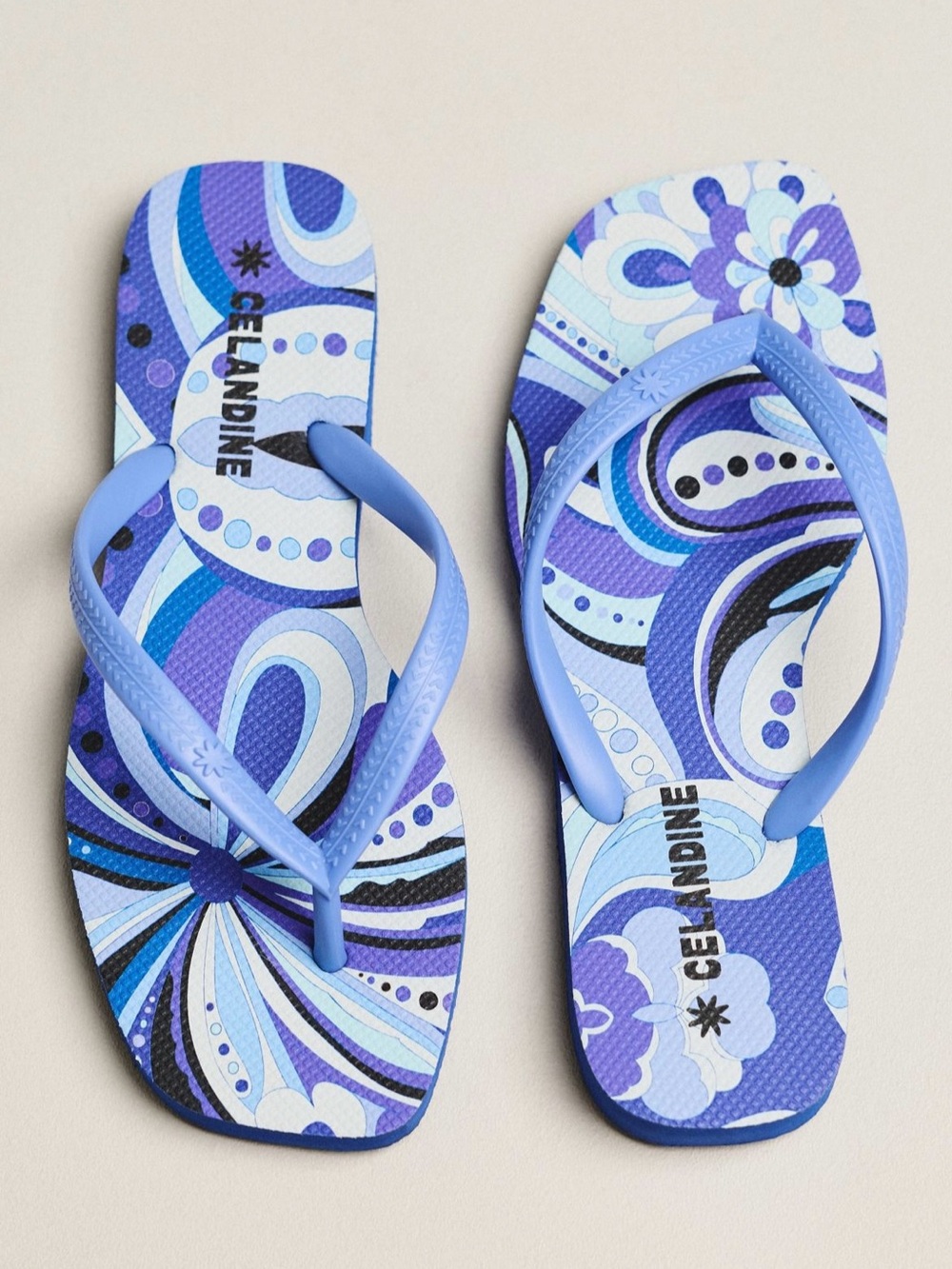 Celandine Blue Patterned Eva Flip Flops Size 6